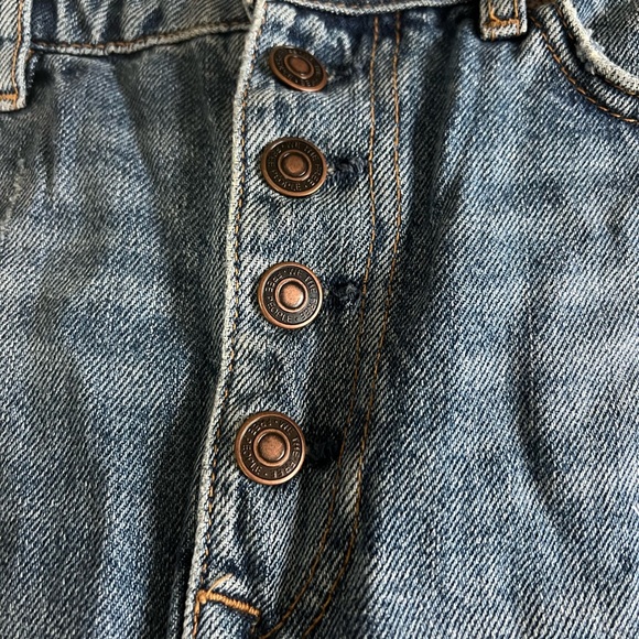 We the Free Fly Distressed Frayed Hem Mini Skirt Denim Skirt Acid Washed - Picture 4 of 4